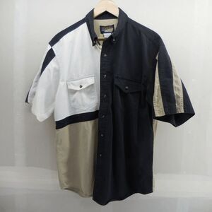 VTG US Western Color Black Western Denim Shirt Black White Tan Button up Polo L